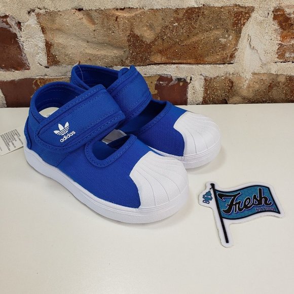NWT Adidas Superstar 360 Unisex Toddler Sandals Shoes 8.5K Blue/White EF7415 - Picture 1 of 9
